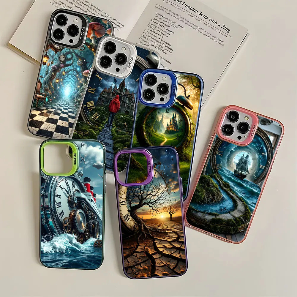 TP-1 Fantasy Clock Castle Case cho iPhone 17 Air 16 16e 15 14 12 11 Pro Max 13 Mini X XS XR 7 8 Plus