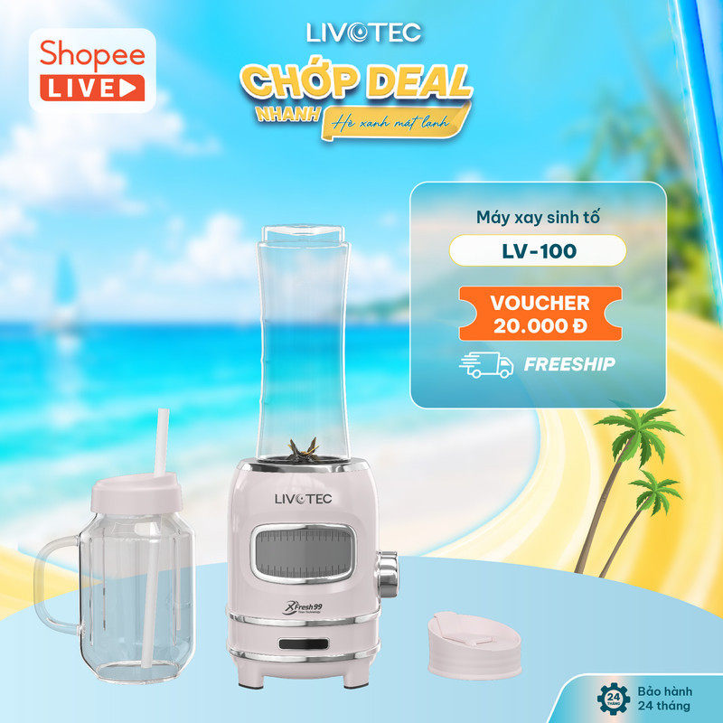[LIVE LVB 522] Máy xay sinh tố Livotec LVB 522, Lưỡi dao 4D 6 cánh phủ Titanium chống ăn mòn, Bảo hà