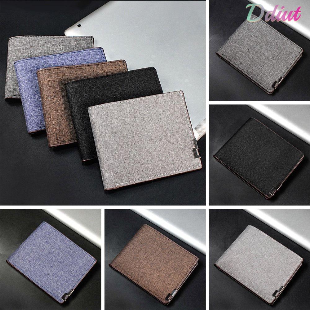 Ví đựng tiền xu DDIUT, Ví nam nhiều vị trí thẻ bằng vải Canvas, Ví nam mỏng Ví đựng tiền ngắn Nam tr