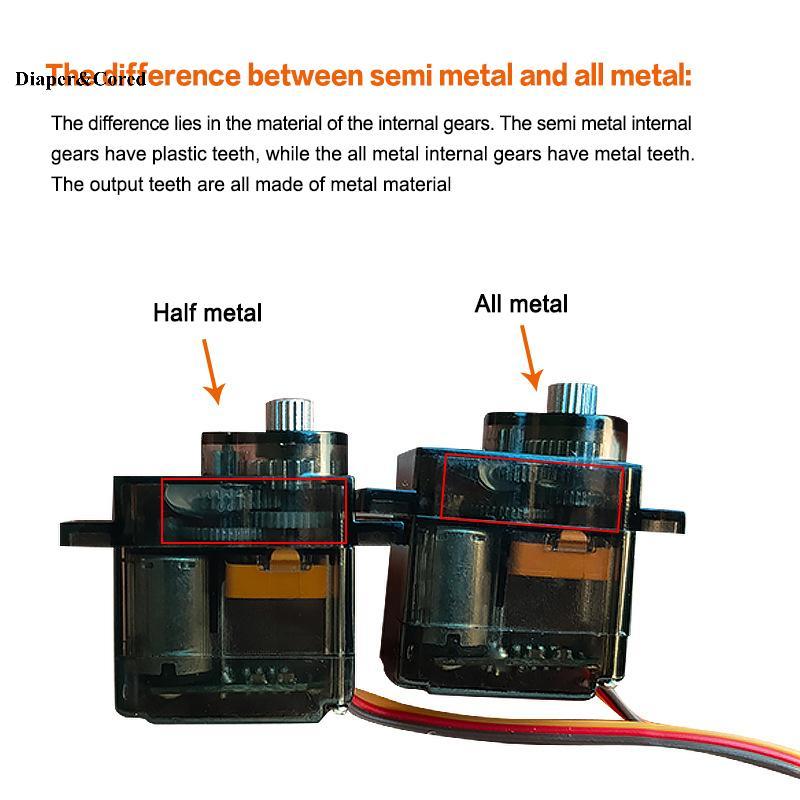 DIAPER & CORED MG90S Micro Metal Gear Servo 180°/360° Tốc độ cao cho xe máy bay trực thăng RC YTH