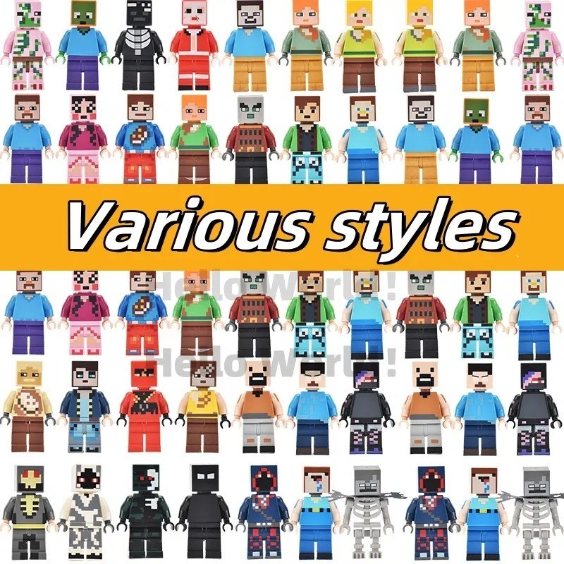 Minecraft Nhân Vật Hành Động 5 Cái Ngẫu Nhiên Minifigure Khối Xây Dựng Đồ Chơi Mainan Minecraft Patu