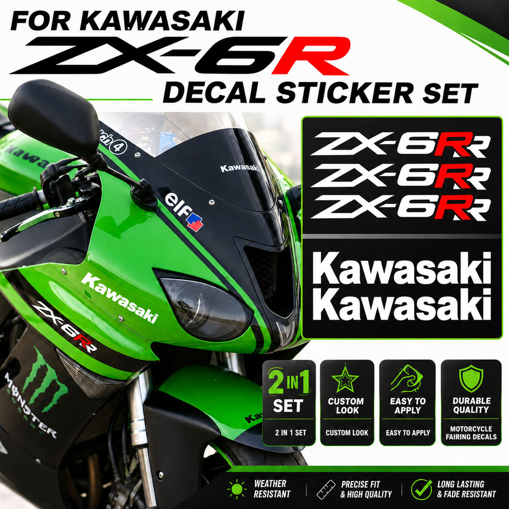 Dành Cho Kawasaki Ninja ZX-6R zx6r ZX 6R ZX 6RR PVC Miếng Dán 3D Xe Máy Bình Nhiên Liệu Miếng Lót & 