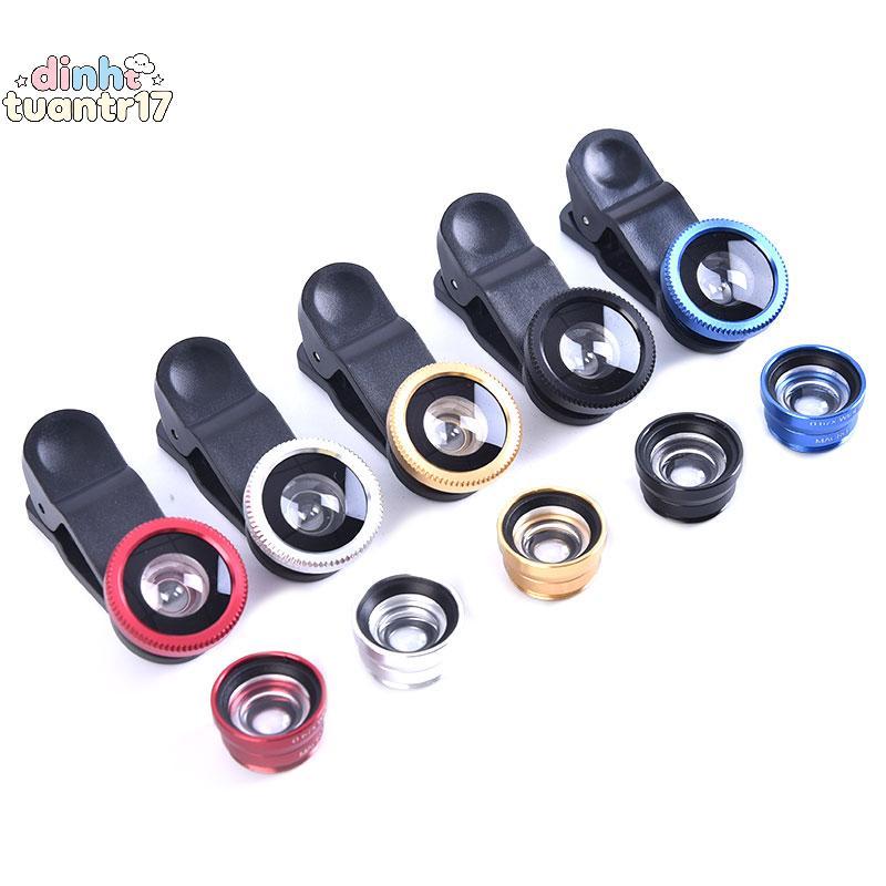 Dinhtuantr17 3in1 điện thoại di động Mắt Cá + Góc Rộng + Ống kính camera macro cho điện thoại di độn