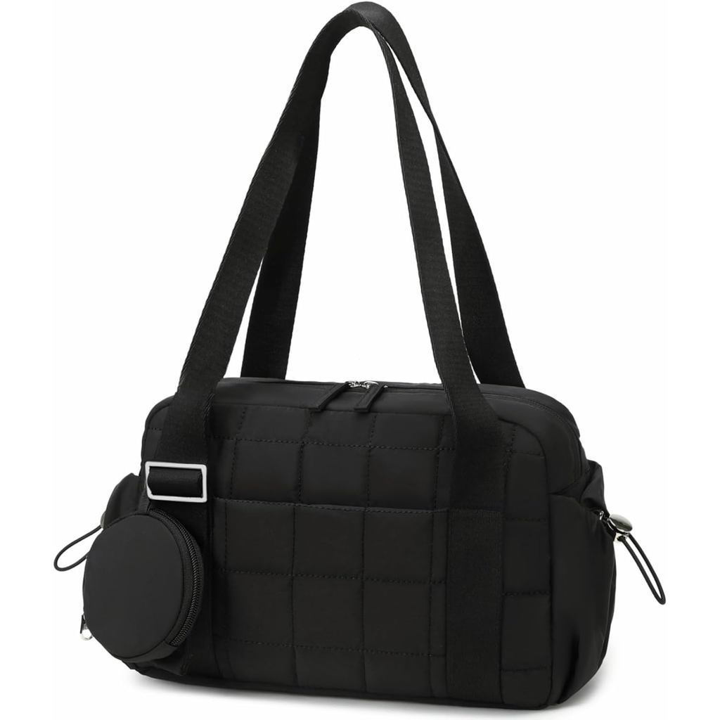 CAMTOP Mini Gym Bag for Women, all Gym Tote Bag Puffy Quilted Sports Duffel Bag with Wet Compartment