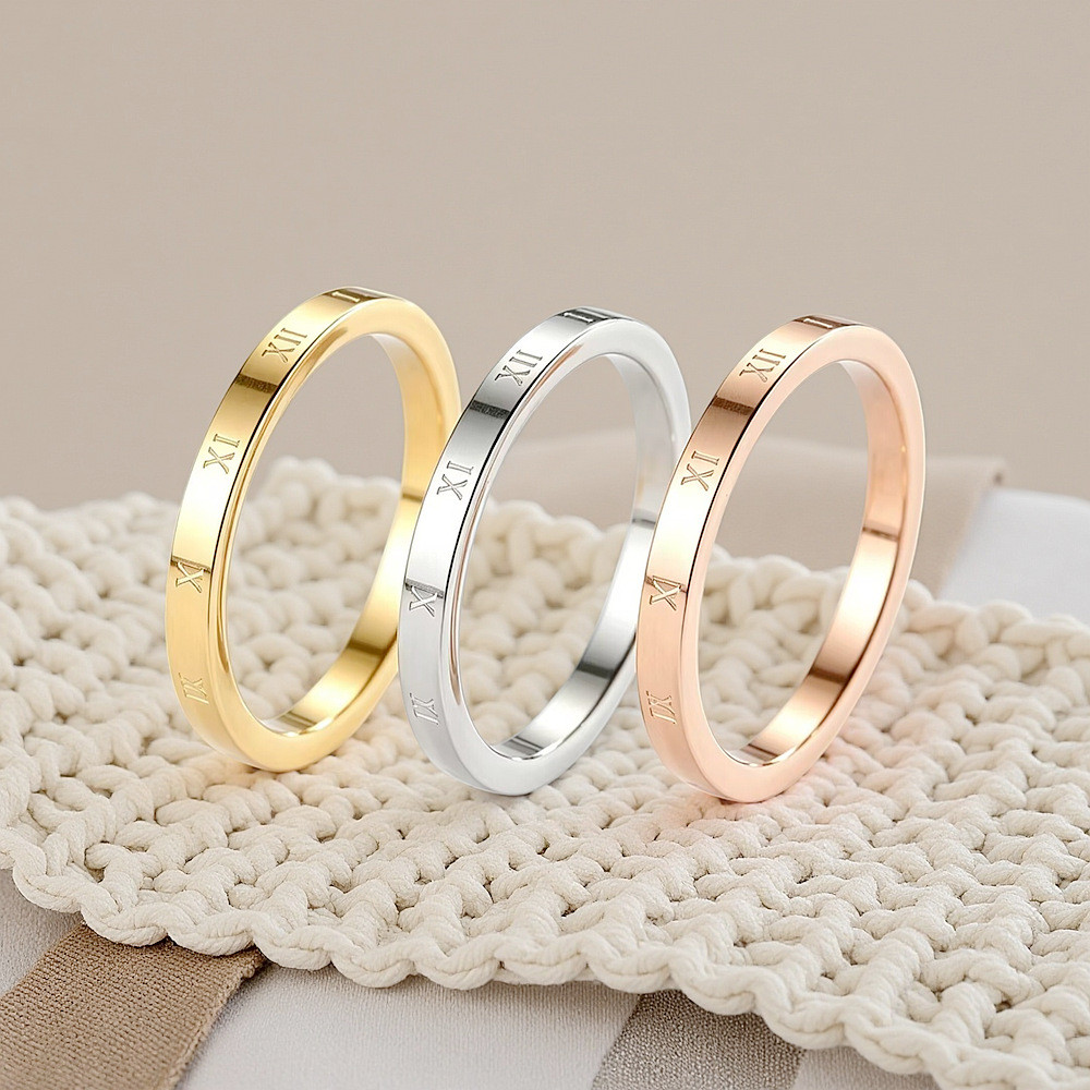 Nhẫn thép không gỉ La Mã 2Mm