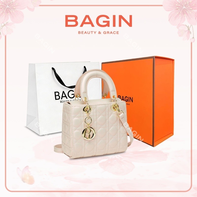 BAGIN Túi Xách Nữ Dáng Vuông Da Ánh Trân Châu Mềm Cao Cấp Tặng Kèm Charm Dây Đeo Ngày Lễ Quà Tặng 10