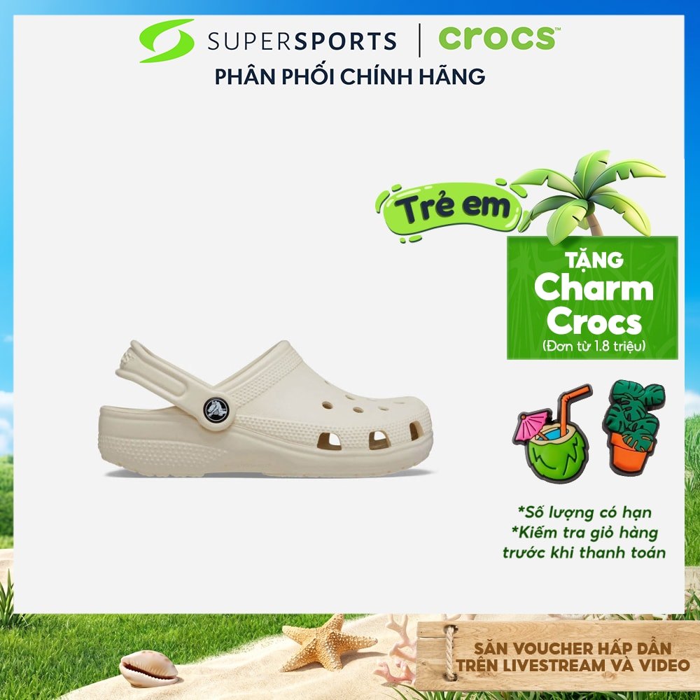 Giày Clog Trẻ Em Crocs Classic - Be - 206991-2Y2 ADS03 LS100