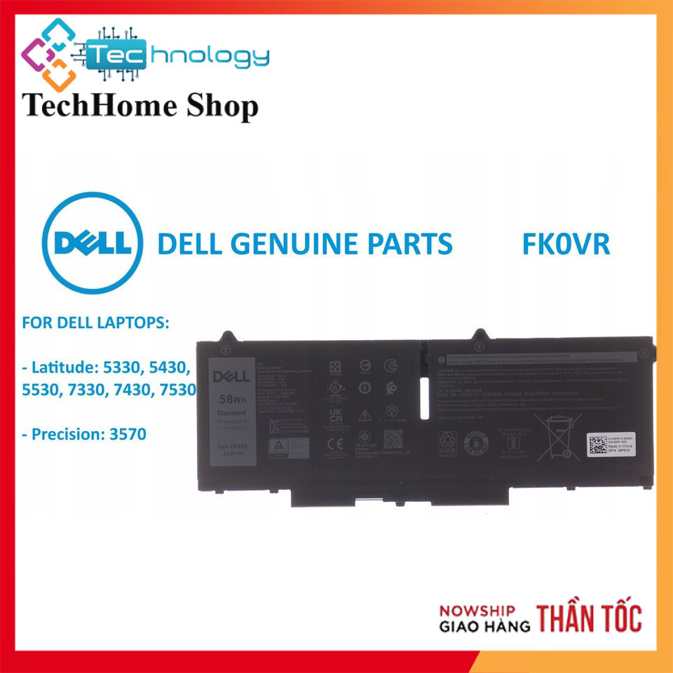Pin Dell Latitude 7530 7430 7330 5330 8H6WD 8P81K FKOVR FK0VR 58Wh