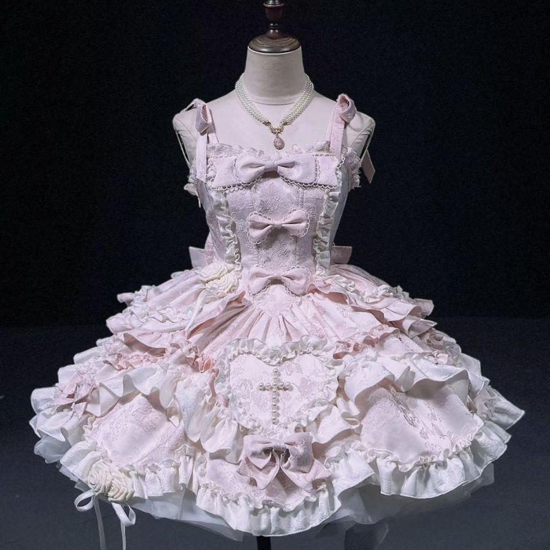 Fu Butterfly Heart Fu Bow Dress jsk Daily lolita Princess Dress lolita