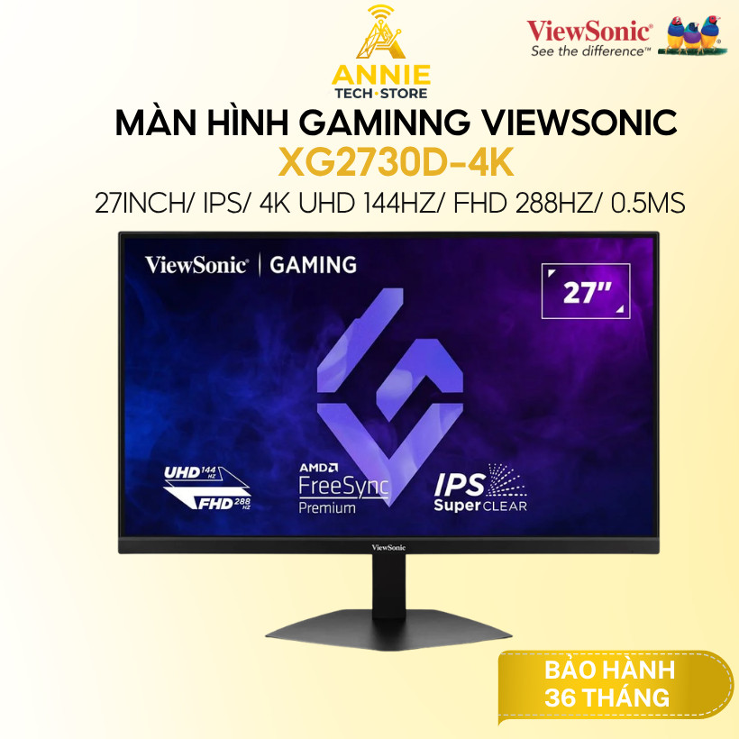 Màn Hình Gaming ViewSonic XG2730D-4K (27inch, IPS, 4K UHD 144Hz/ FHD 288Hz, 0.5ms) - Hàng chính hãng