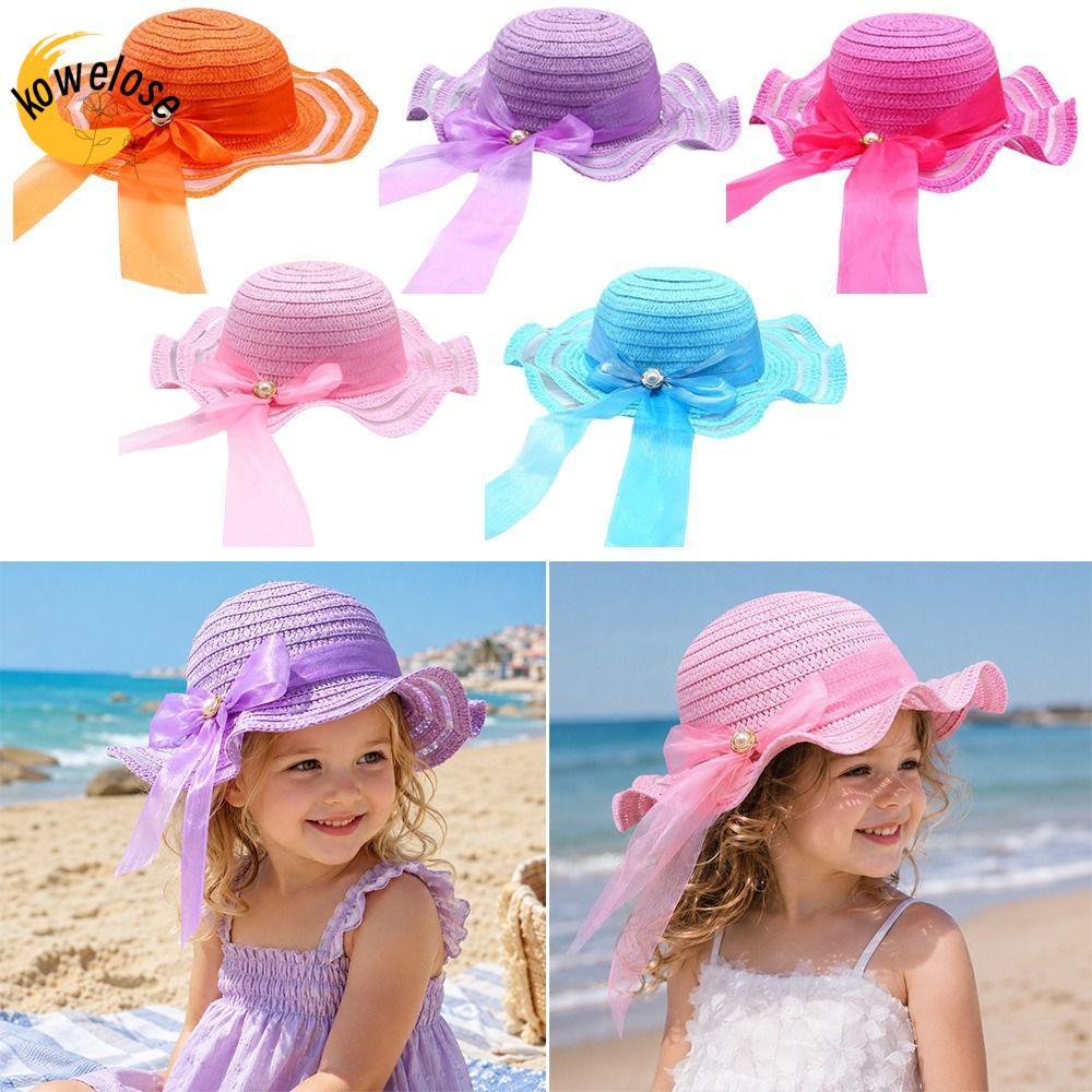Mũ Rơm KOWELOSE, Mũ Chống Nắng 3-7Year Handmade, Trang Trí Hoa Ngọt Ngào Mũ Xô Rộng Du Lịch