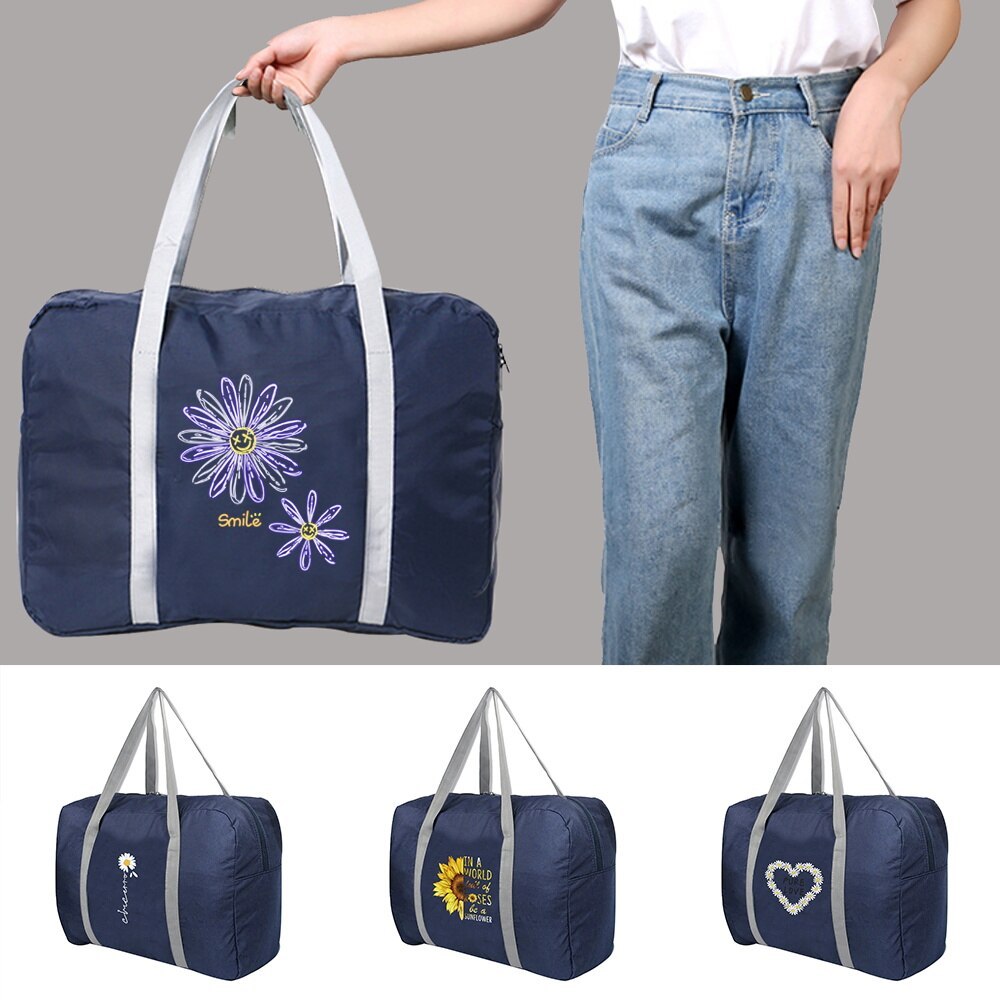 Travel Bag Large Capacity Duffle Bag Unisex Foldable Clothes Organizers Daisy Printed Women Handbags