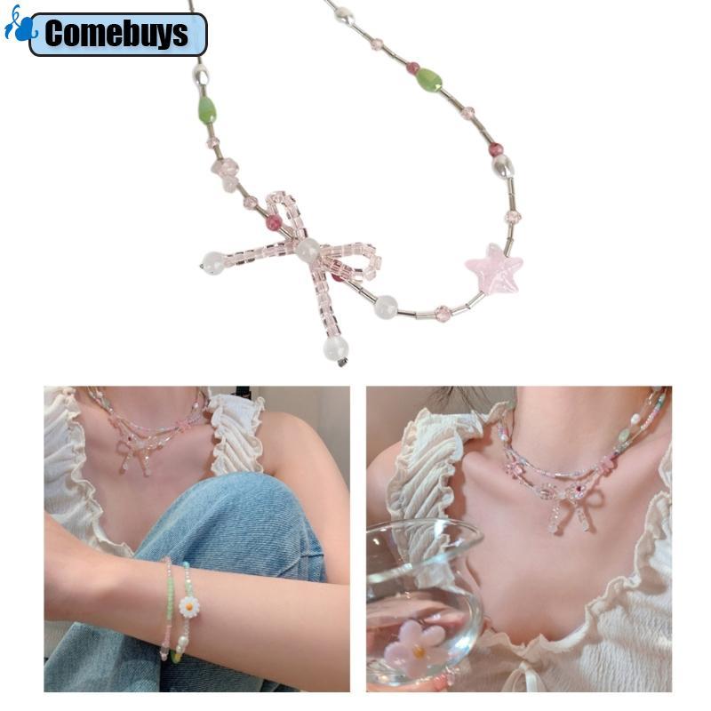 Com * Dây chuyền Vòng cổ hạt Choker Chất liệu pha lê nhân tạo cho trang sức nữ