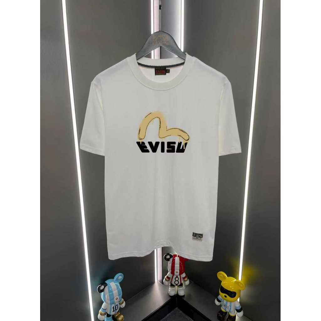 2026Evisu tee / Áo thun Evisu In Áo thun nam nữ Áo thun công sở ngắn tay Áo thun thể thao Đáy áo sơ 