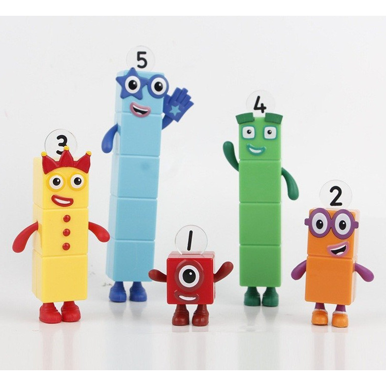 Bộ 5 6-22cm Numberblocks Khối Xây Dựng Bộ Sáng Tạo Toán Kỹ Thuật Số Gạch Hình Ngộ nghĩnh Trẻ Em Giáo