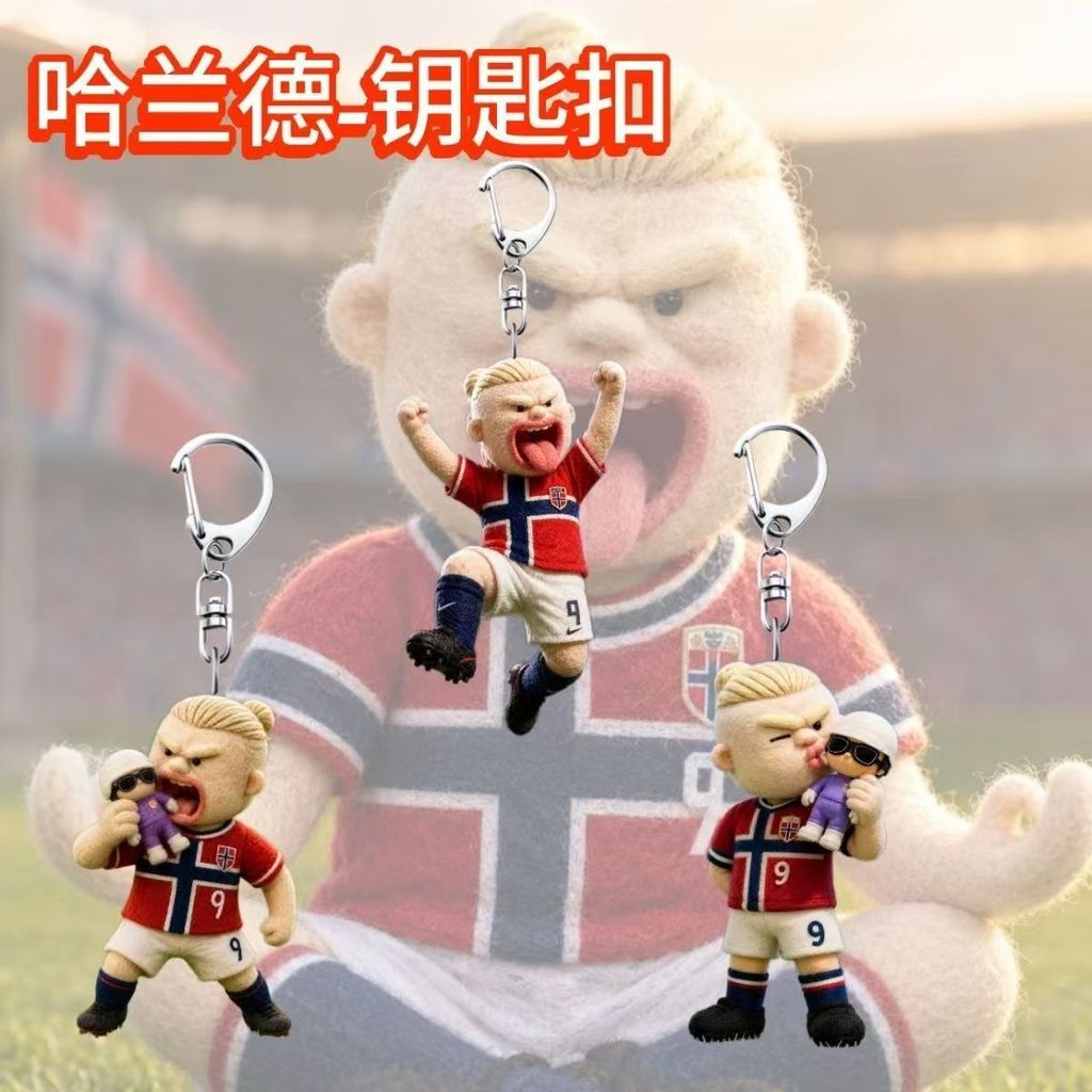 Erling Haaland Hoạt Hình Dễ Thương Acrylic Móc Khóa Bóng Đá Fanmade Ba Lô Túi Quyến Rũ Cho Học Sinh 