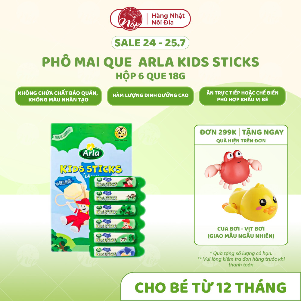 [Date Mới] Phô mai que Processed Cheese Arla Kids Sticks bổ sung Protein, Canxi bé từ 1 tuổi|Hộp 6 q