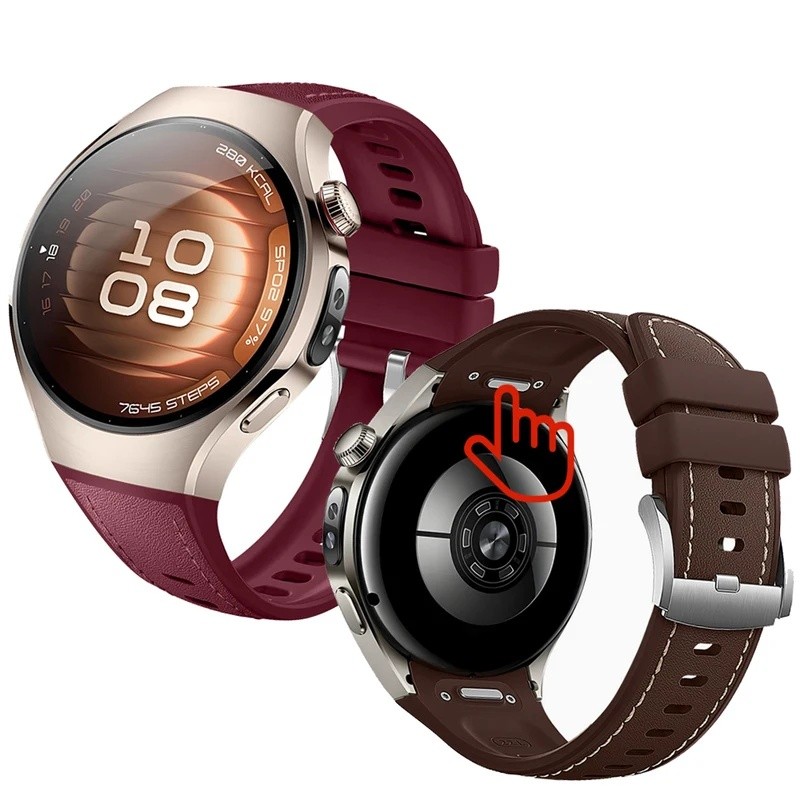 Dây đeo cho Huawei Watch 5 46 42mm Đồng hồ Da Silicon Composite Dây đeo báo chí chính thức Phát hành