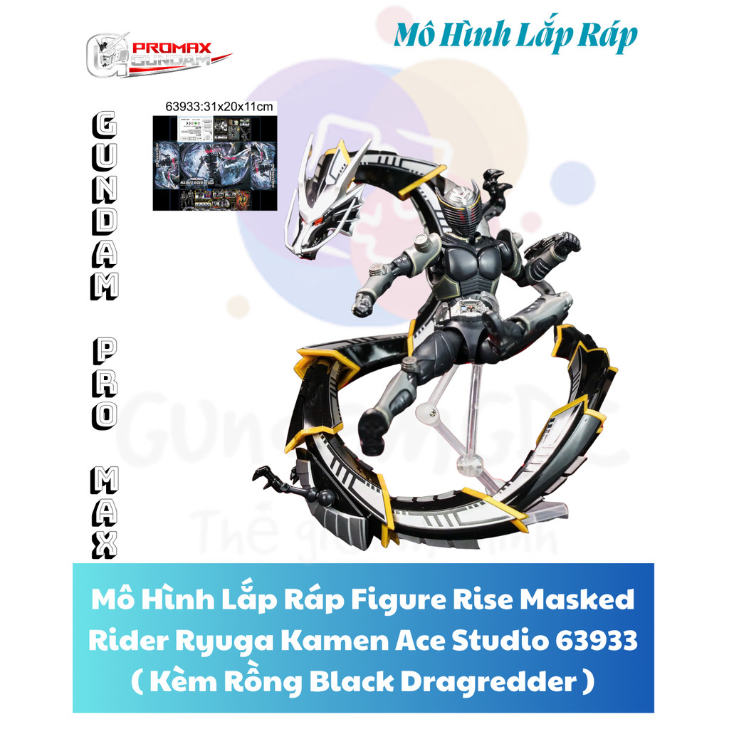 Mô Hình Lắp Ráp Figure Rise Masked Rider Ryuga Kamen Ace Studio 63933 ( Kèm Rồng Black Dragredder ) 