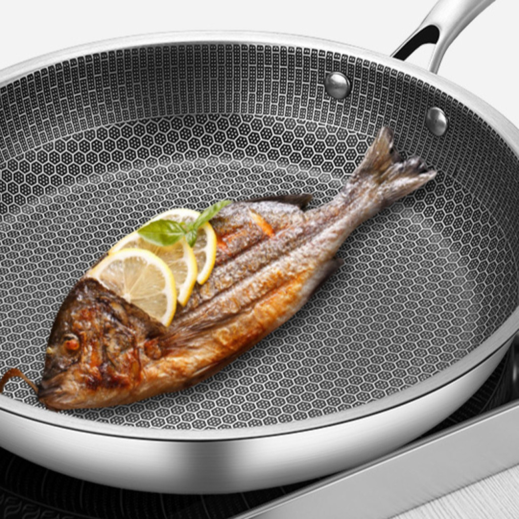 [Honeycomb Design] Stainless Steel Frying Pan/Eggs/Steak/Pancakes/Nonstick Pan/Durable & Easy To Cle
