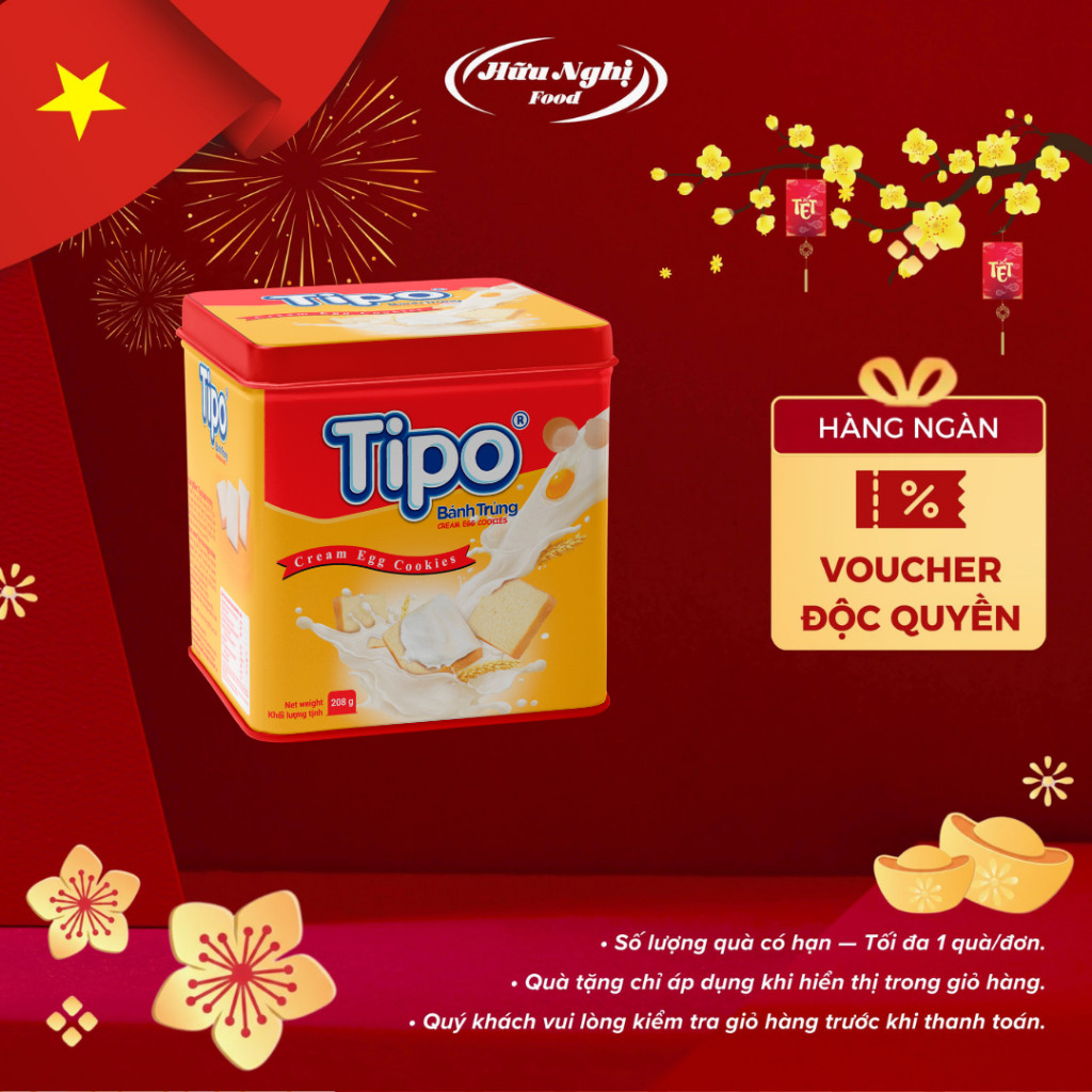 Bánh Trứng Tipo 208g, Bánh kẹo Tết Hữu Nghị 2026