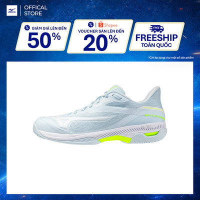 Giày Tennis NỮ WAVE EXCEED COURT AC - Xanh Trắng - 61GA251920