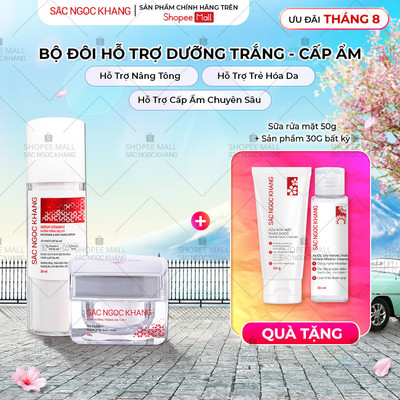 Bộ Đôi Dưỡng Trắng Mịn Mướt Căng Bóng, Phục Hồi Da Sắc Ngọc Khang [Serum Vitamin C 30ml + Kem Dưỡng Ngày Nâng Tông 30g]