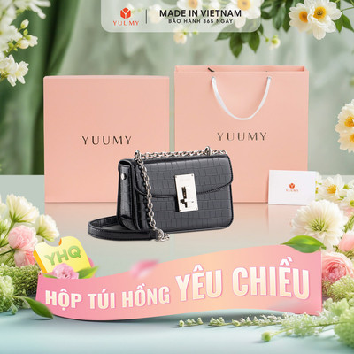 Bộ hộp quà YUUMY (Túi đeo chéo nữ YUUMY YN186 + Hộp quà YHQ2 + Túi giấy YTG2 + Túi rút BVR3838 + Thiệp cảm ơn YBT1)