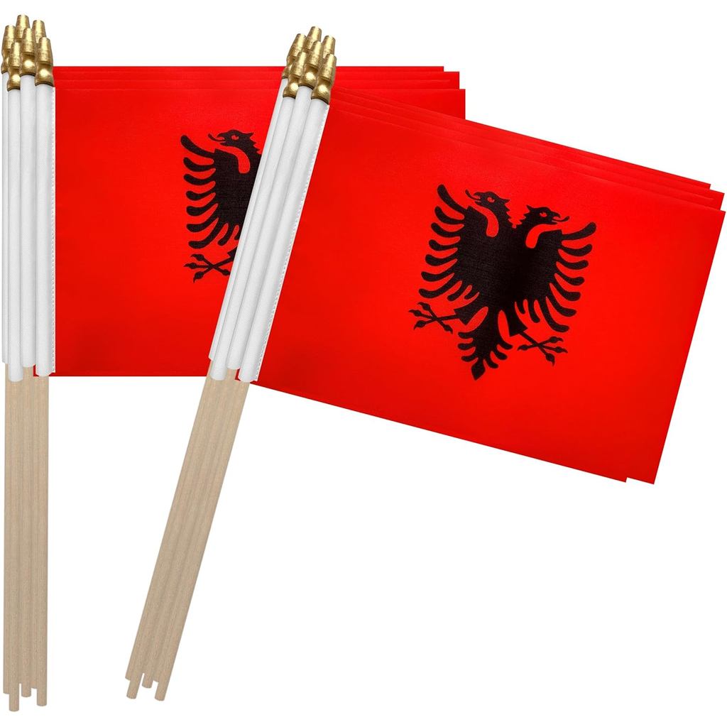 TCMD Cờ dính Albania Cờ cầm tay Mini nhỏ Albania, 5x8 Inch, 12 Gói