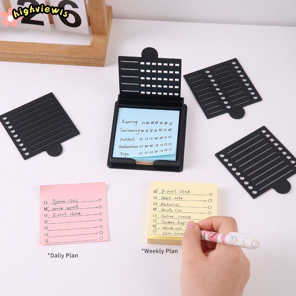HIGHVIEWLS Sticky Note Stencil, Dispenser Sticky Note Organizer Note Holder Set, Sticky Note Storage