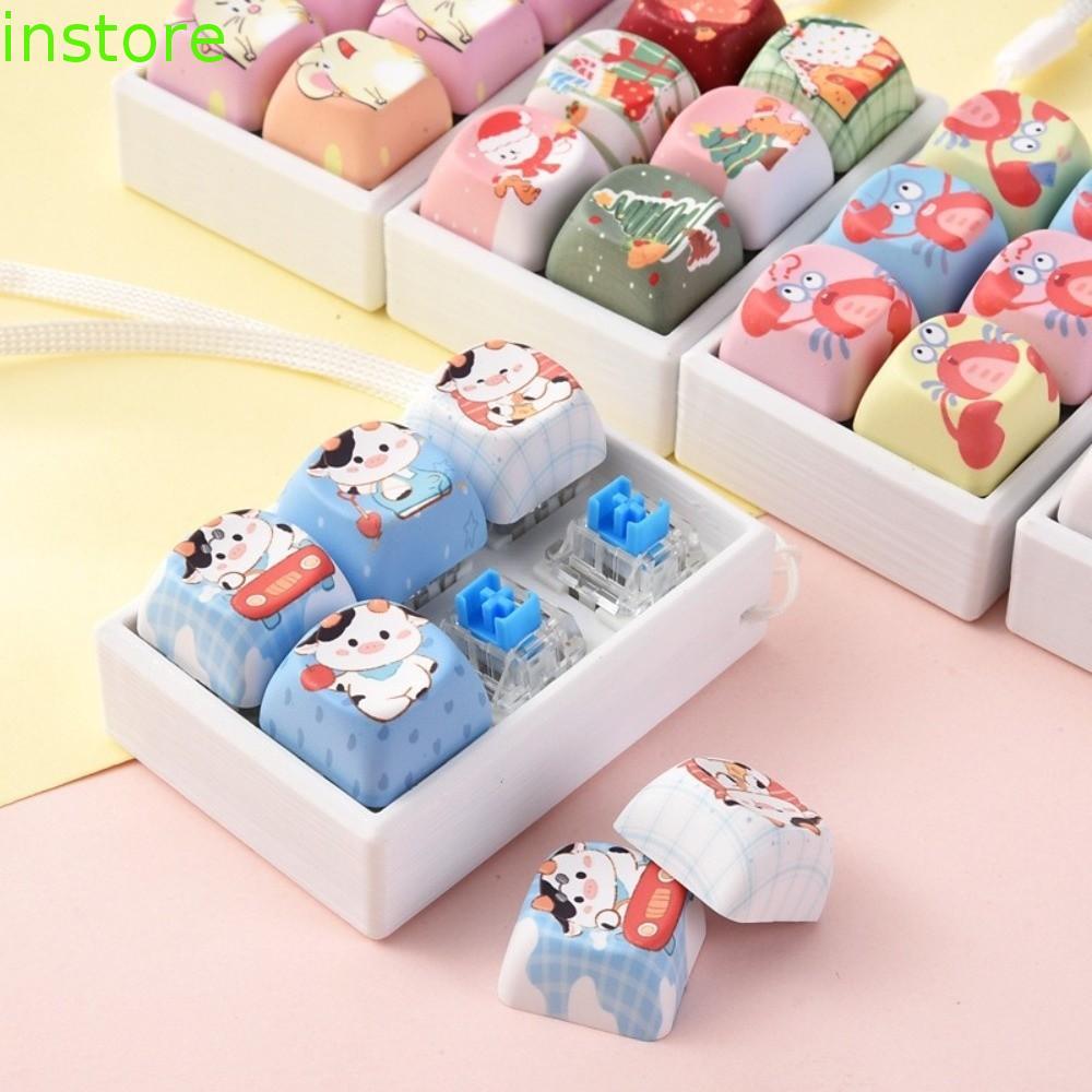 INSTORE Keycap Fidget Móc Khóa, Hoạt Hình Sáng Tạo Động Vật Bàn Phím Clicker Đồ Chơi Móc Khóa, Nút B