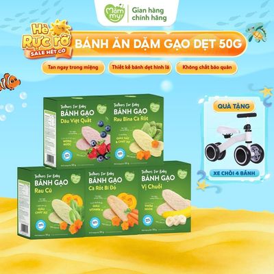 Bánh ăn dặm gạo dẹt rau củ Mămmy giúp bé tập nhai bổ sung dinh dưỡng, hỗ trợ tiêu hóa cho bé 7 tháng