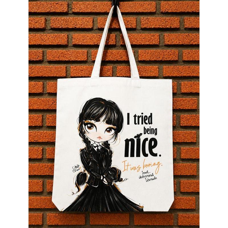 (SÁCH CUỘC SỐNG): Túi Tote mua sắm Goth Girl 1 Họa tiết