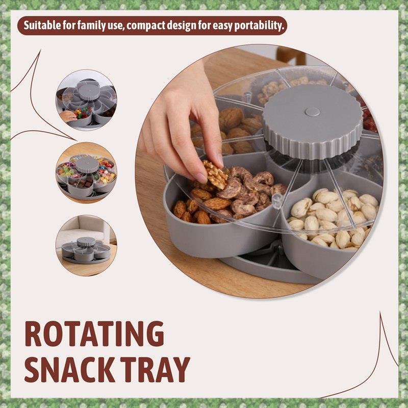[homegarden1] Hộp đựng đồ ăn nhẹ xoay Hoàn hảo cho đồ ăn nhẹ, đồ nhúng & món khai vị tiệc, hộp đựng 