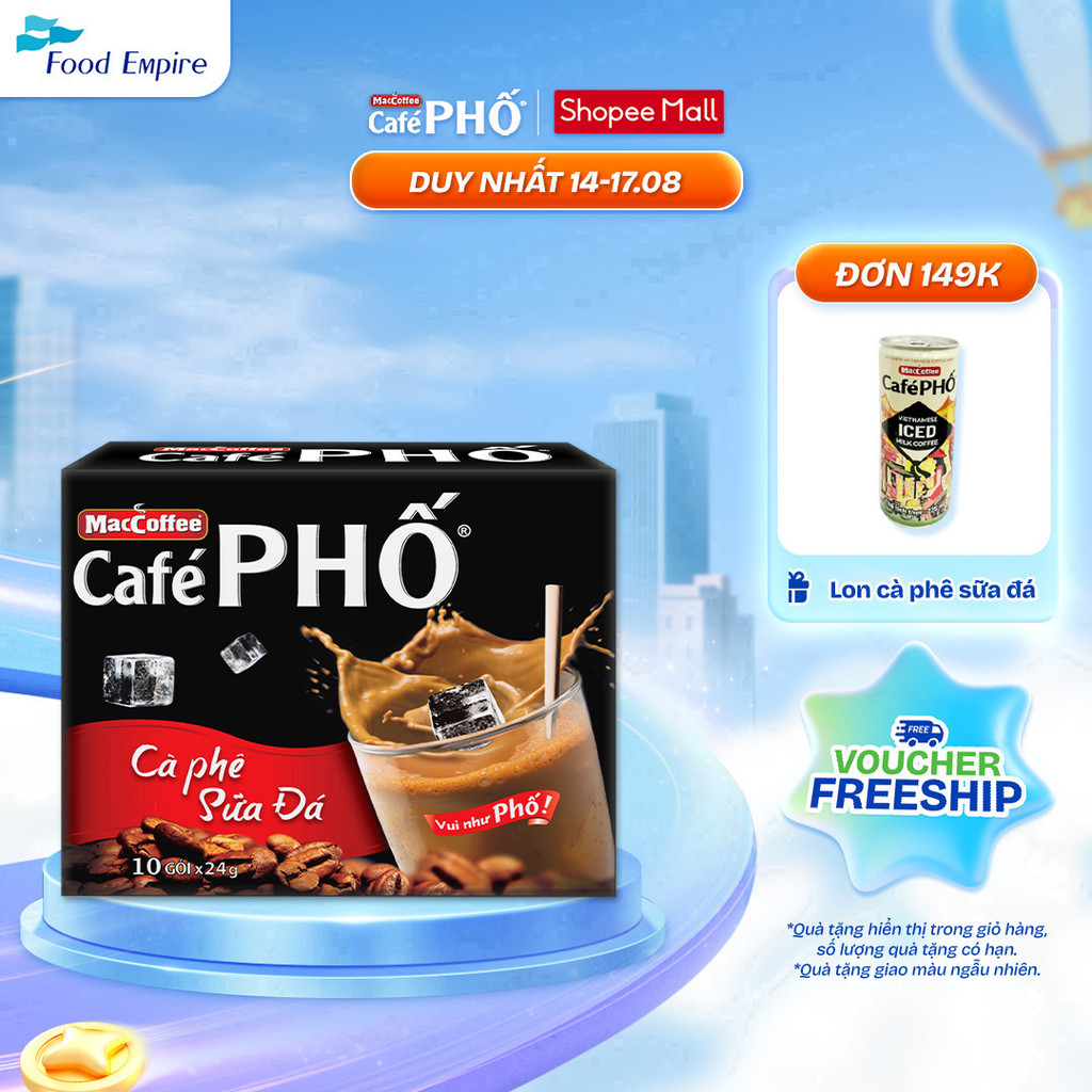 Cà phê Phố Sữa Đá - Maccoffee (hộp 10 gói x 24g)