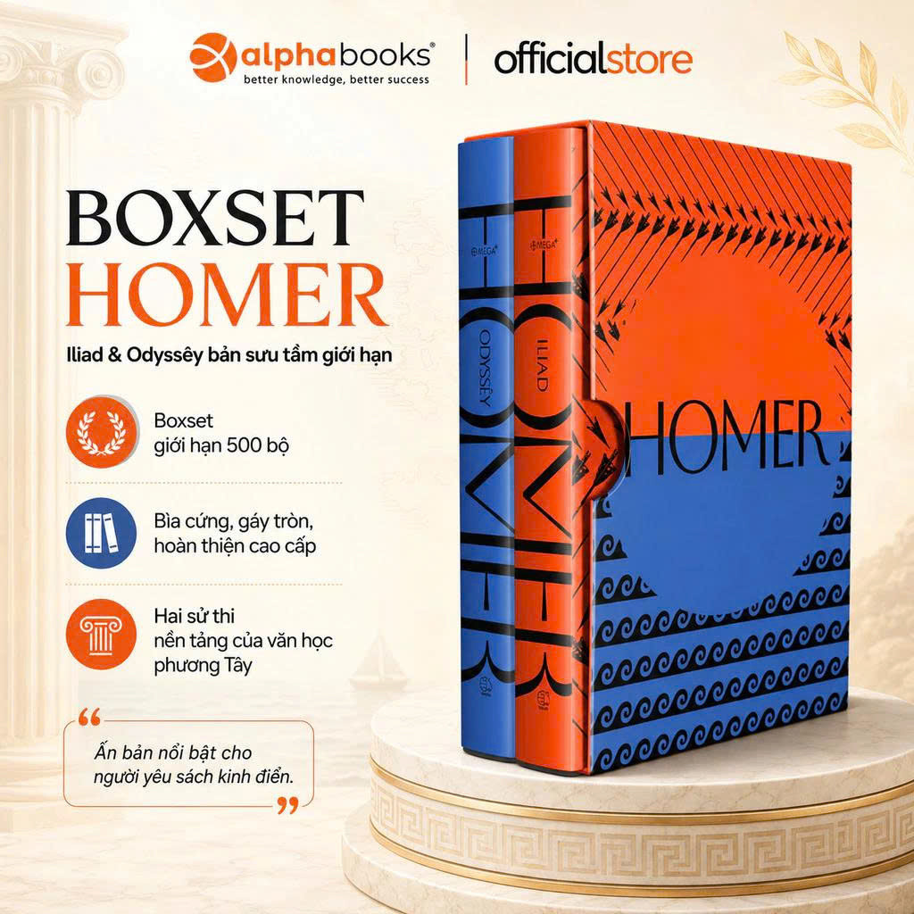 Combo sách - Sử Thi Hào Hùng Của Người Hy Lạp: Iliad + Odyssêy - Homer (Bản Đặc Biệt) (Omega Plus)