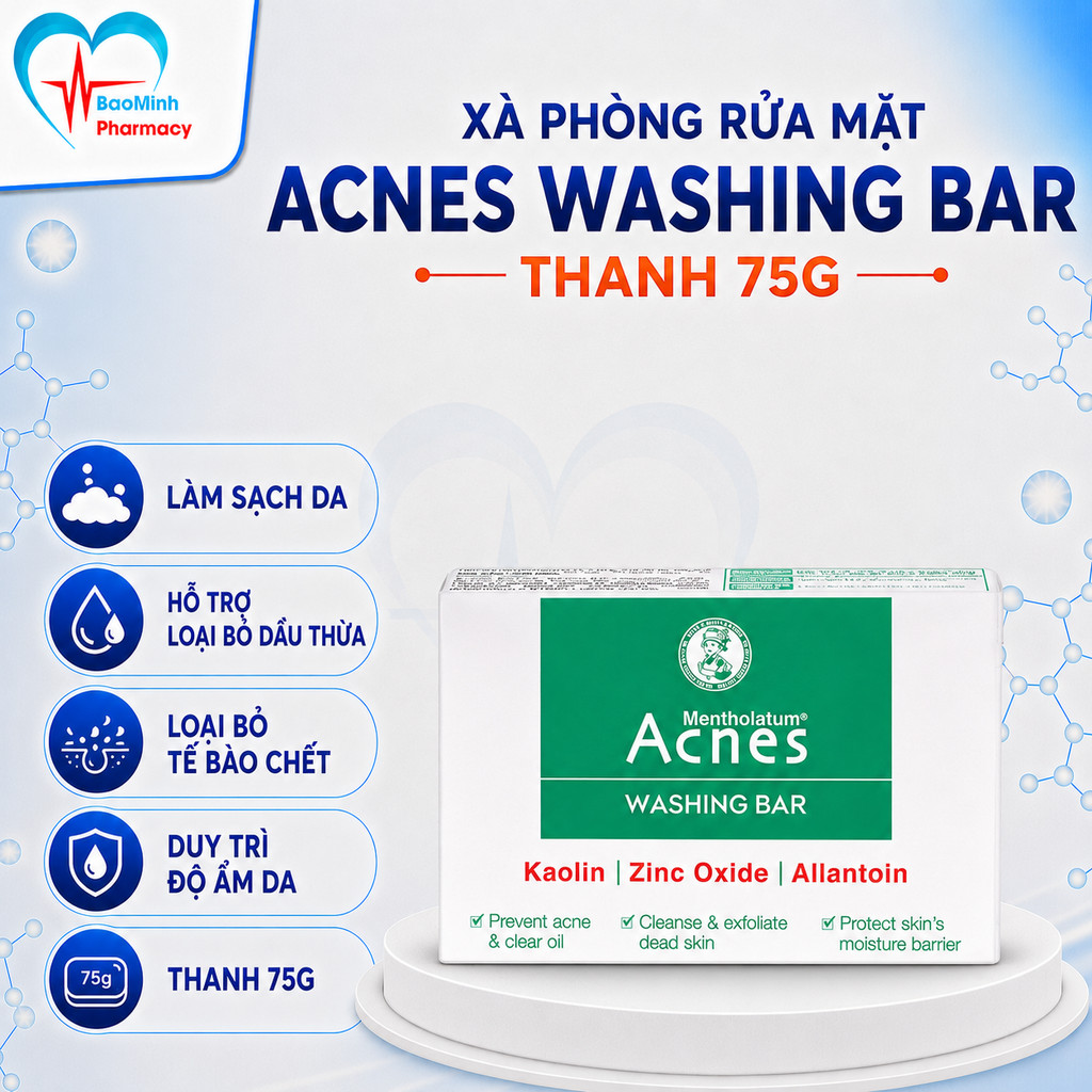 Xà Phòng Tắm Acnes Ngăn Ngừa Mụn Lưng, Cổ, Vai, Ngực Acnes Washing Bar 75g (Xà Bông)- Dr Thêm