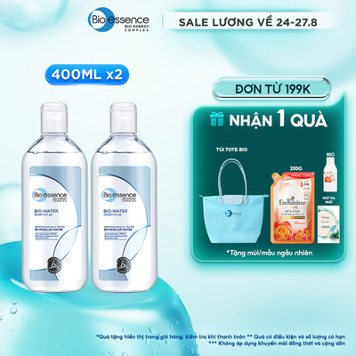Combo 2 Nước tẩy trang ẩm mượt mịn màng Bio-Essence BioWater Micellar 400ml