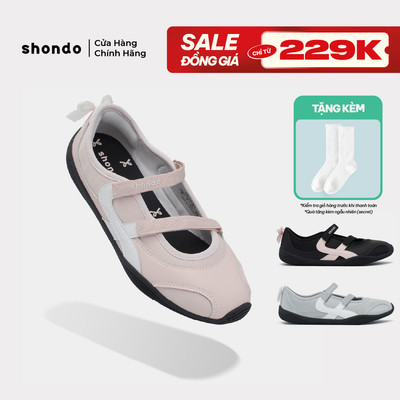 Giày Búp Bê Ballet Sneaker Nữ Minie Shondo Đế Bệt Vải Mesh Quai Dán Nhiều Màu