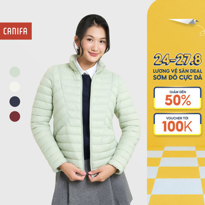 Áo khoác chần bông nữ CANIFA dài tay không mũ siêu nhẹ siêu ấm 6OT25W009