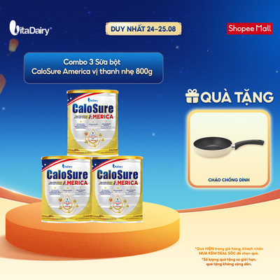 [COMBO 3 LON] Sữa bột CaloSure America vị thanh nhẹ - Giúp tiêu hoá khoẻ, hỗ trợ xương khớp khoẻ - Lon 800g