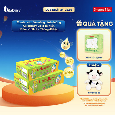 [COMBO MIX 2 THÙNG 48 HỘP] Sữa uống dinh dưỡng ColosBaby Gold cải tiến 110ml+180ml