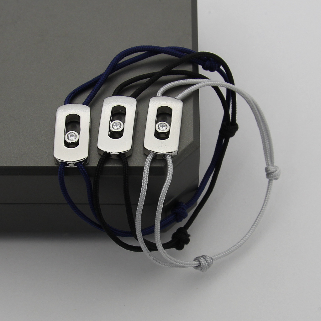 IOIQ Sliding diamond bracelet with black grooves, gray single diamond bracelet, blue single diamond 