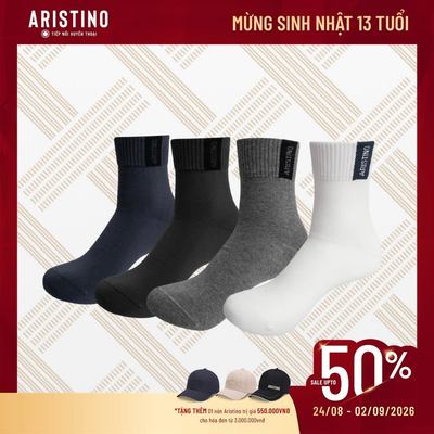 Tất Nam cổ trung Aristino có khả năng thấm hút mồ hôi tự nhiên, chống xù ASC043