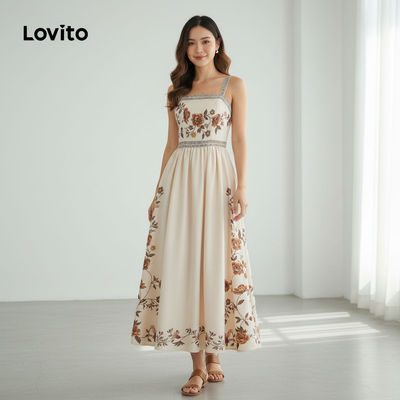 Lovito Kỳ nghỉ Váy Nữ Phong Cách Xuân Hè LK2LD384