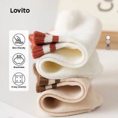 Lovito Tất Phong cách thường ngày Màu Sắc Tương Phản Cơ Bản Tất Cho Nữ LNA27259