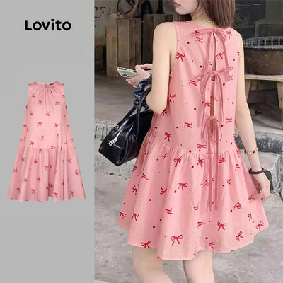 (New Arrival) Lovito Đầm Mùa Xuân/Hè Mặc Thường Ngày Nơ Thắt Lưng Phong Cách Thoải Mái LK5EDD177