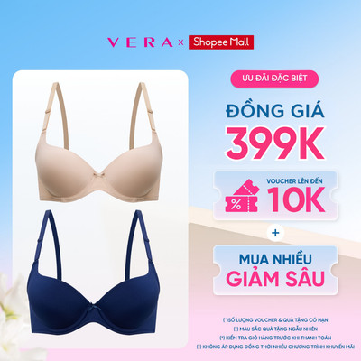 [GIÁ ĐỘC QUYỀN] COMBO 2 Áo ngực Mold cup 3/4 mút vừa Misaki Microfiber trơn - M1050