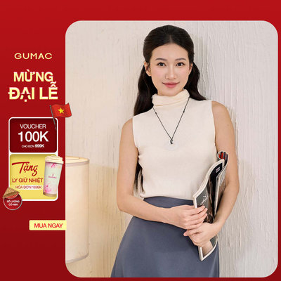 Áo len nữ GUMAC dệt kim cổ lọ form slim áo dáng vừa  AF11031