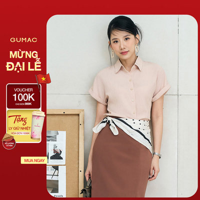 Áo Sơ Mi Nữ GUMAC Áo Kiểu Tay Liền Công Sở Trơn Basic Vải Lụa Xốp Mềm Mịn LAE1032